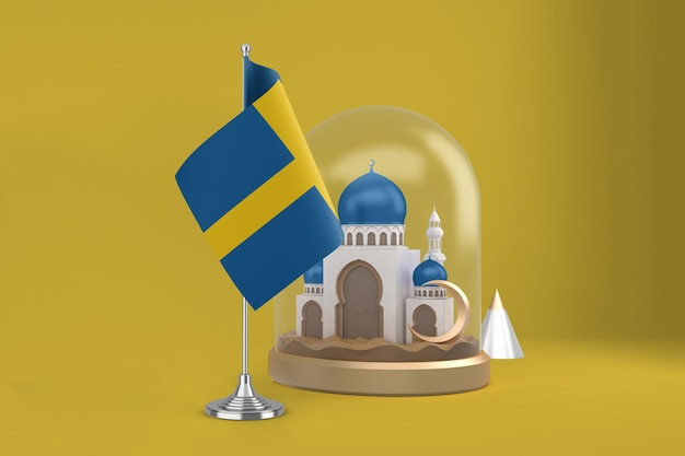 Free photo ramadan sweden flag and mosque