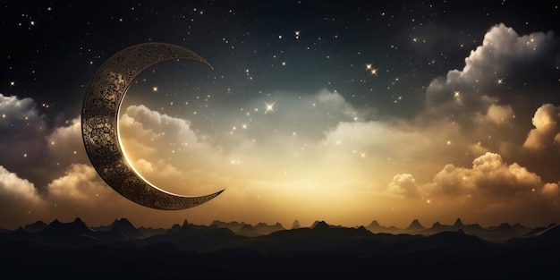 Free photo ramadan themed background featuring crescent