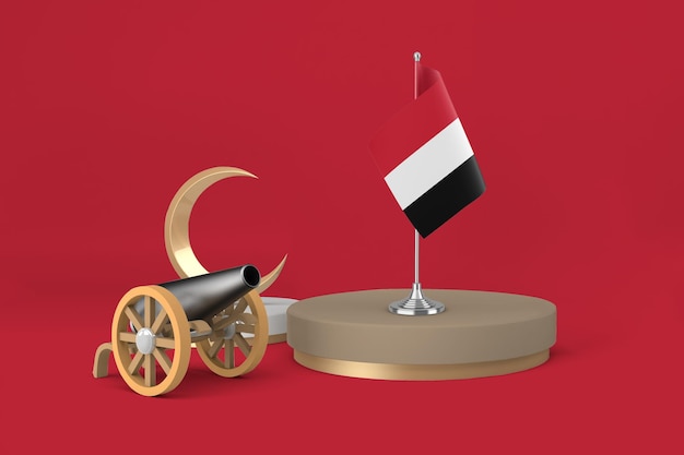 Free photo ramadan yemen cannon and crescent