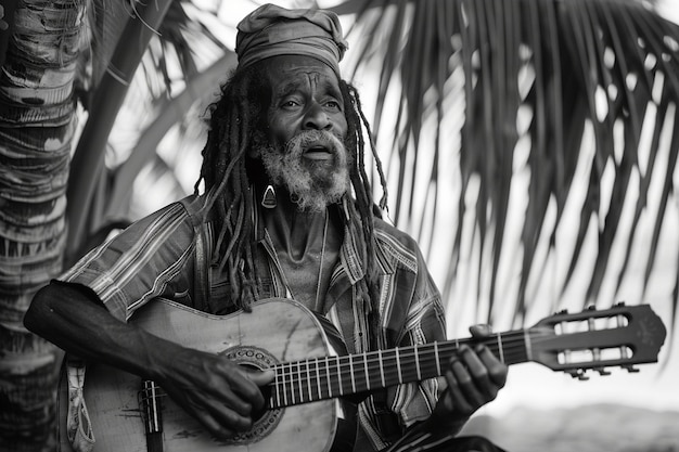 Free Photo rastafari movement with individual wearing dreads