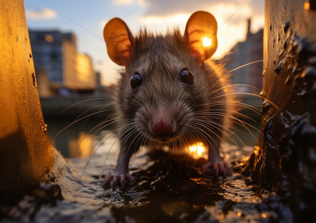 Free photo rat in a city sewer system