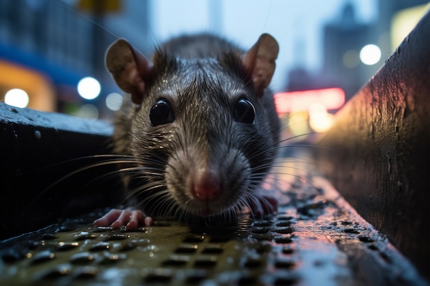 Rat in a city sewer system