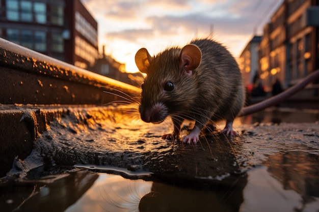 Rat in a city sewer system