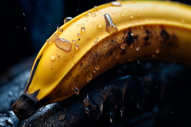 Free photo raw banana with water drops