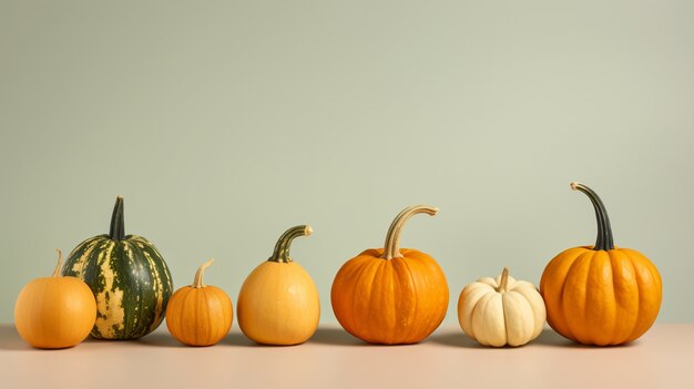 Raw beautiful pumpkins arrangement