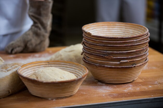 Raw bread dough in bowl