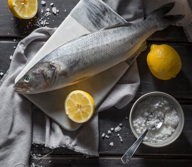 Free Photo raw fish arrangement for cooking