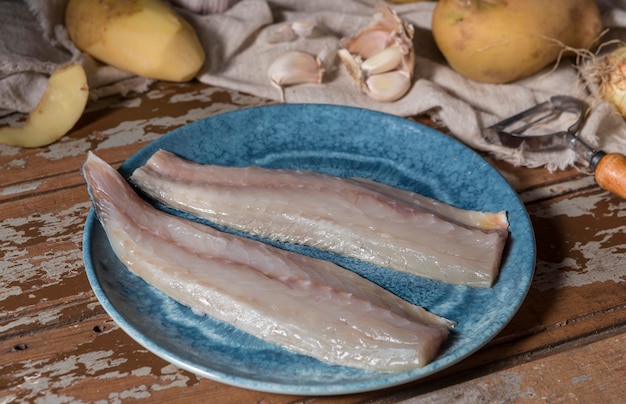 Free photo raw fish composition for cooking