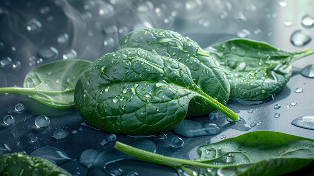 Raw food with water drops