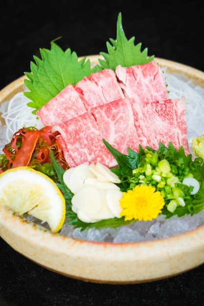 Raw and fresh matsusaka beef sashimi