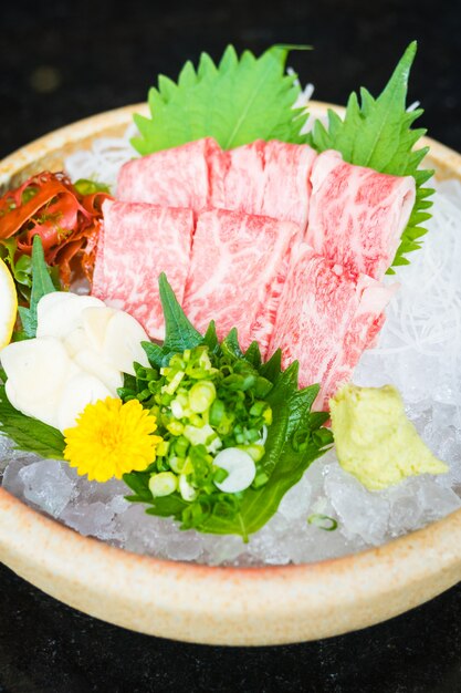 Raw and fresh matsusaka beef sashimi