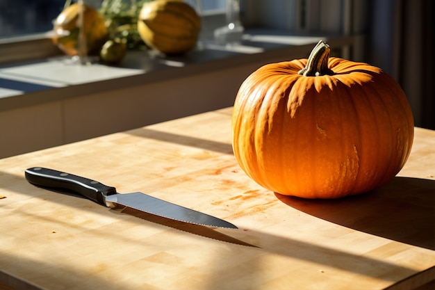 Free Photo raw pumpkin indoors