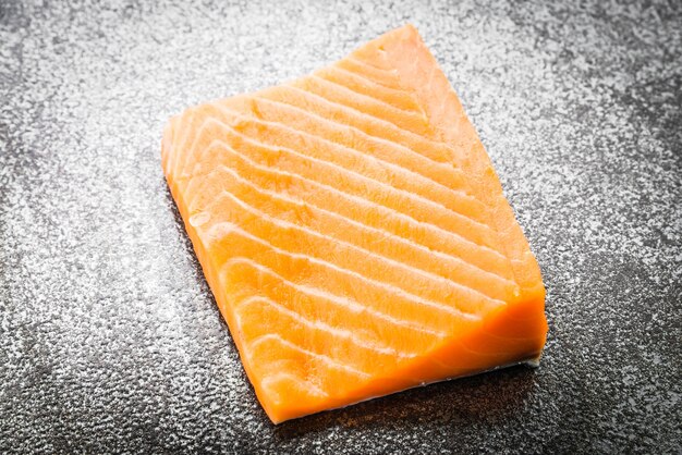 Raw salmon meat