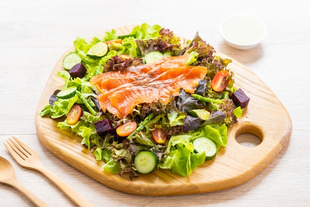 Raw Smoked salmon meat fish 