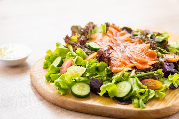 Raw Smoked salmon meat fish 