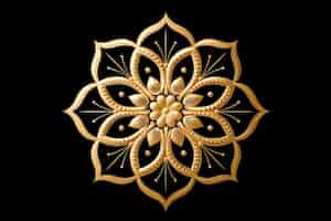 Free photo realistic 3d golden mandala image on black background