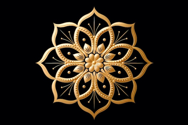 Realistic 3D golden mandala image on black background