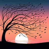 Free photo realistic background silhouette sunset