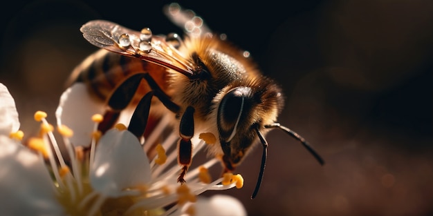 Realistic bee in nature