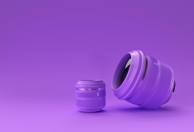 Realistic camera lens with reflections 3D Rendering