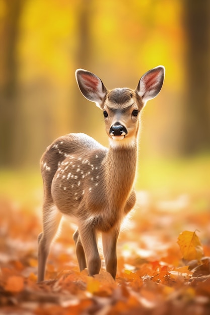 Realistic deer with nature background