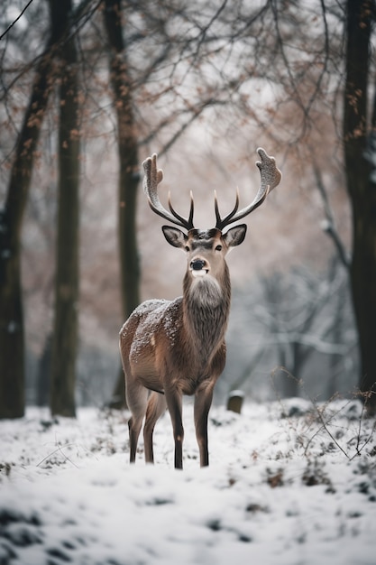 Realistic deer with nature background