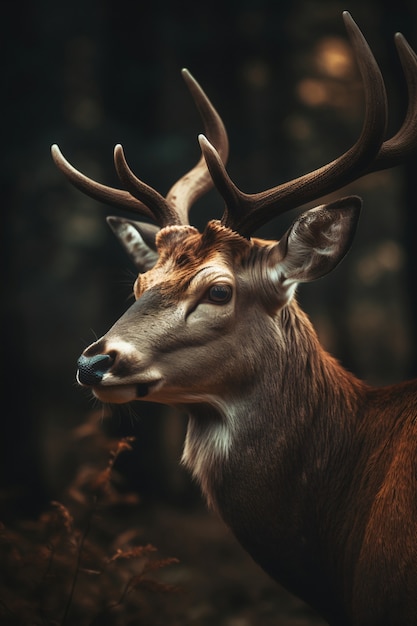 Realistic deer with nature background