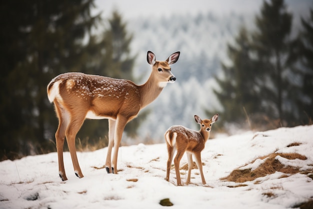 Realistic deer with nature background