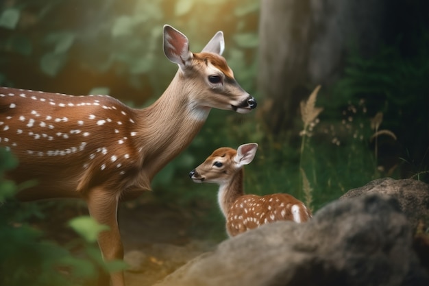 Realistic deer with nature background