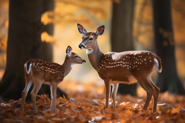 Realistic deer with nature background