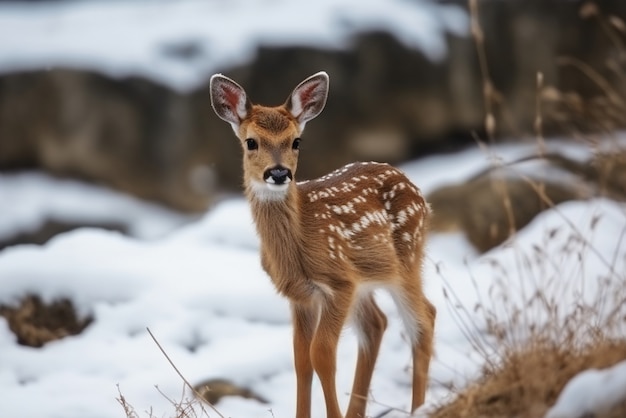 Realistic deer with nature background