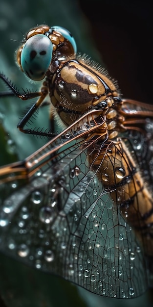 Realistic dragonfly in nature