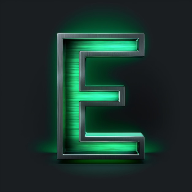 Realistic e letter with green light