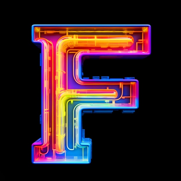 Realistic f letter with bright lights