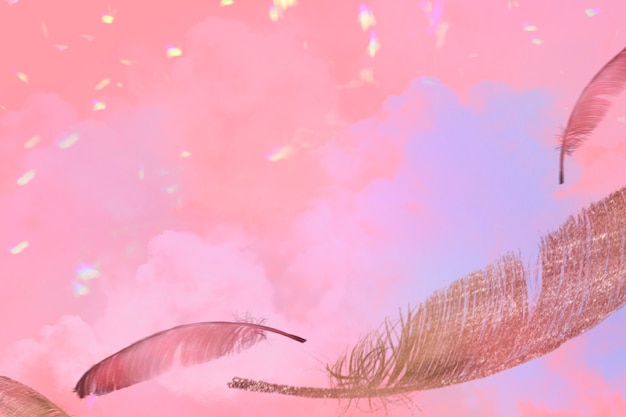 Free Photo realistic feather on pink background