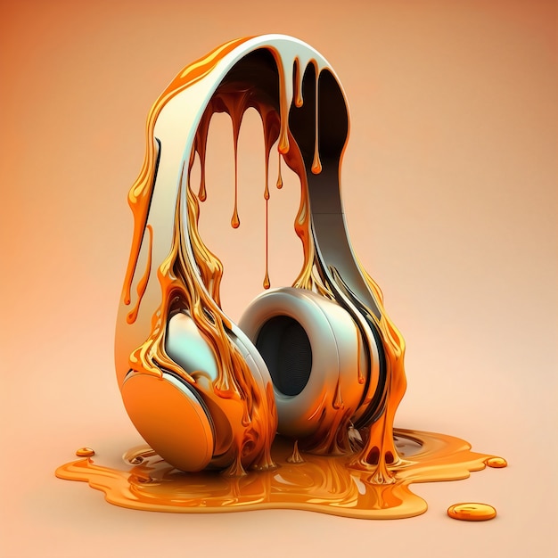 Realistic headphones with melting effect