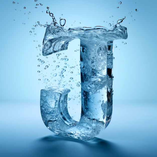 Free photo realistic j letter with water texture