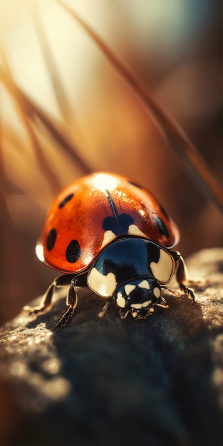 Free Photo realistic ladybug in nature