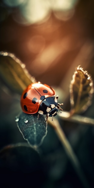 Realistic ladybug in nature