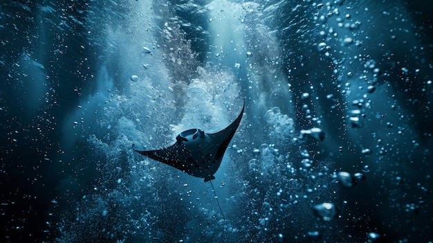 Free photo realistic manta ray in sea water