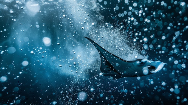 Free photo realistic manta ray in sea water