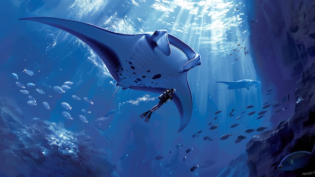 Free Photo realistic manta ray in sea water