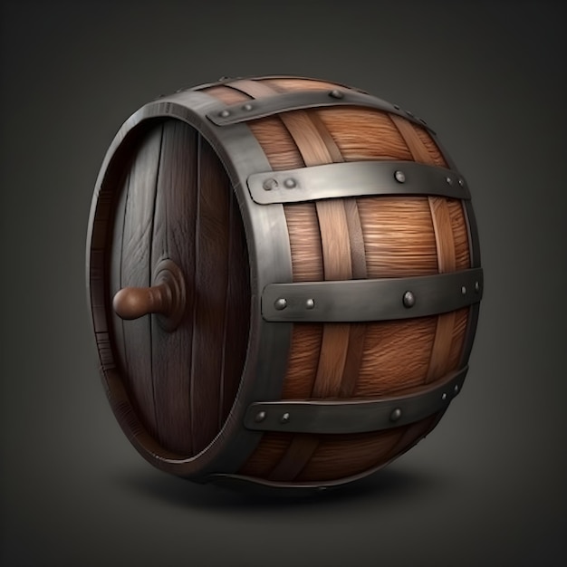 Free photo realistic oak wood barrel for wine