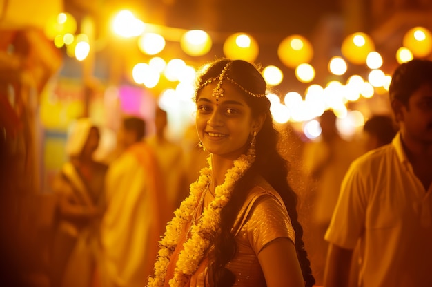 Free Photo realistic people celebrating gudi padwa