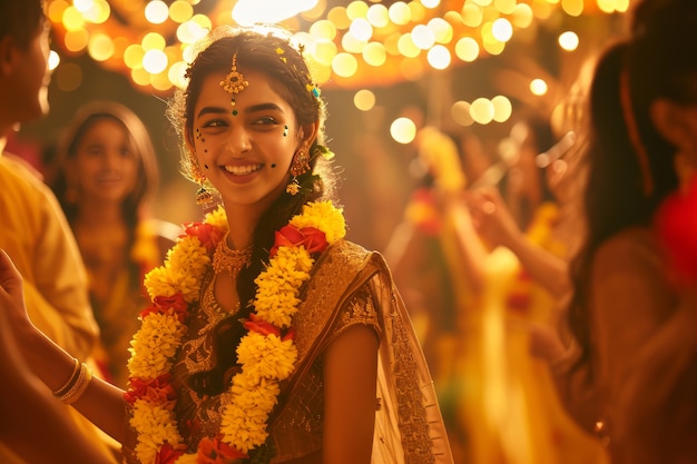 Free Photo realistic people celebrating gudi padwa