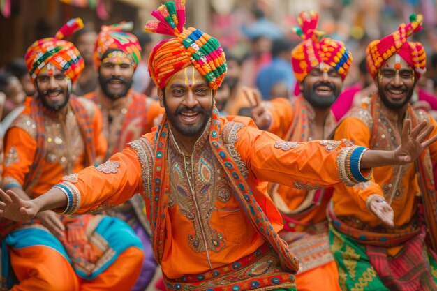 Realistic people celebrating gudi padwa