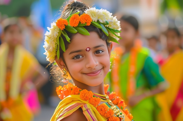 Free Photo realistic people celebrating gudi padwa