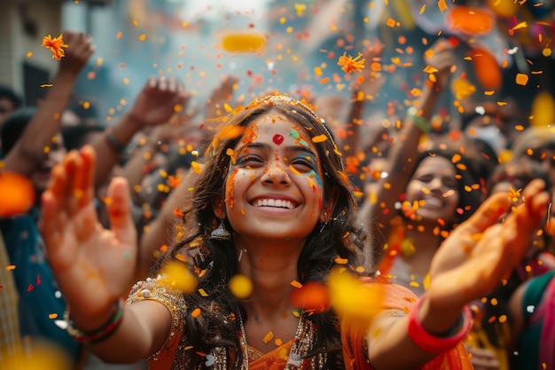 Free Photo realistic people celebrating gudi padwa