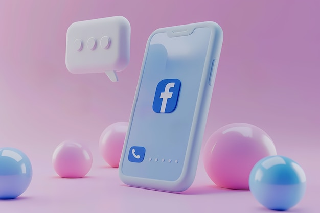 Realistic phone in studio social media concept