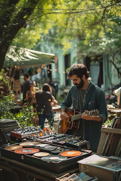 Free Photo realistic scene at a neighborhood yard sale with miscellaneous items